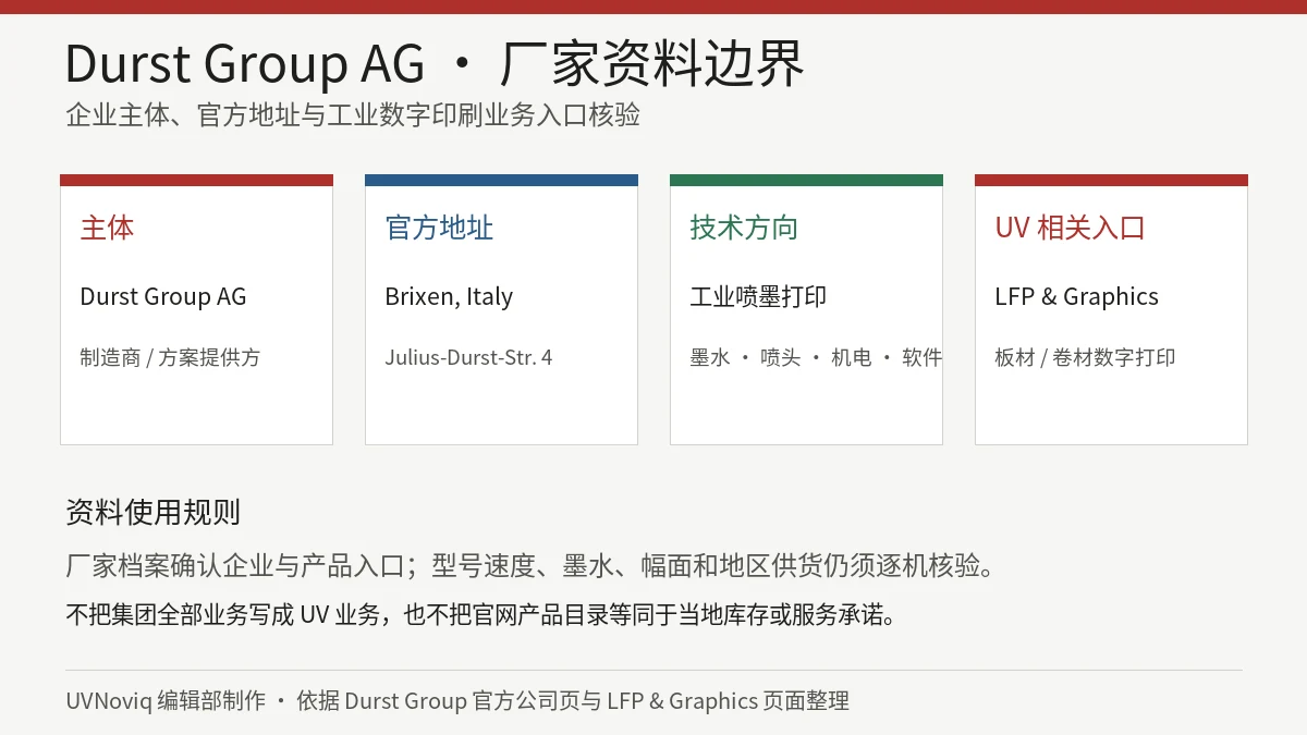 Durst Group AG 企业主体、意大利官方地址和工业数字印刷业务资料卡