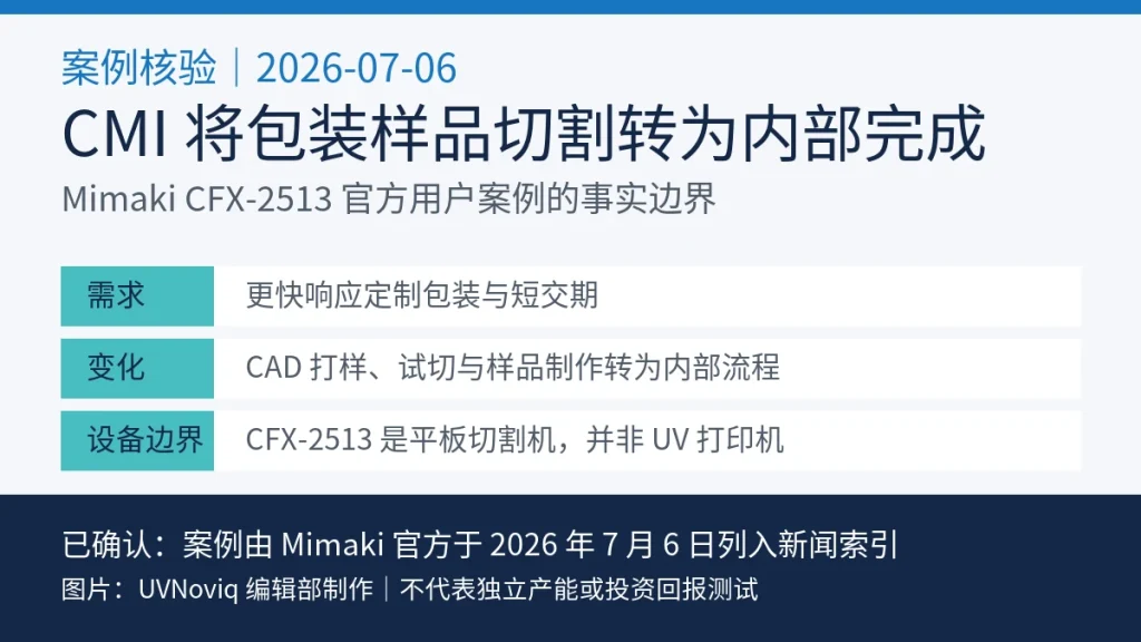 CMI 使用 Mimaki CFX-2513 将定制包装打样与试切转为内部流程的案例数据卡