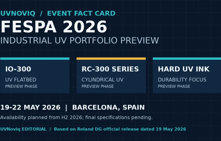 Roland DG 在 FESPA 2026 预览 IO-300、RC-300 系列与 Hard UV Ink 的原创信息卡