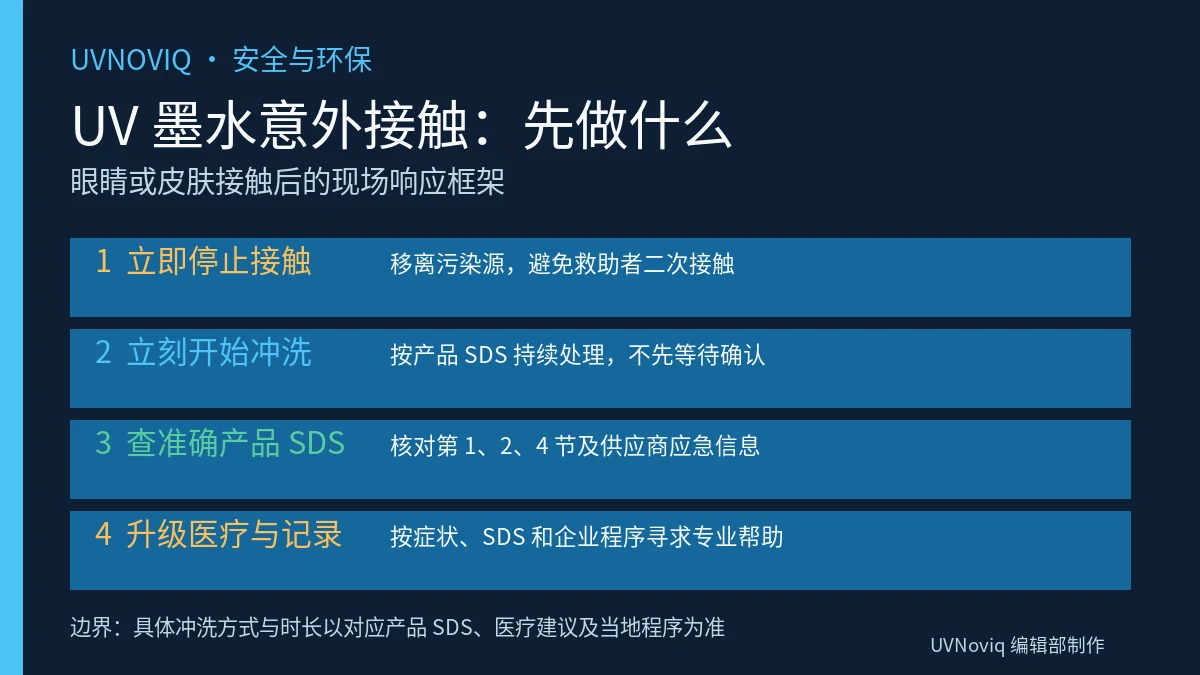 UV 墨水溅到眼睛或皮肤后的四步现场响应框架