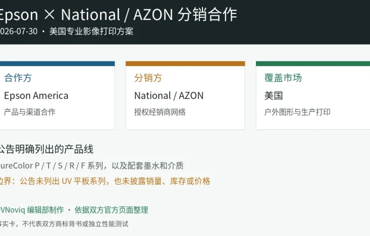 Epson 与 National AZON 美国分销合作参与方、覆盖市场、产品线及信息边界事实卡