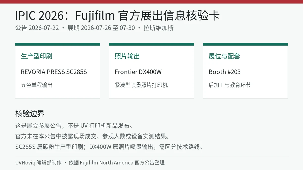 Fujifilm 参加 IPIC 2026 的日期、展示设备和信息边界核验卡