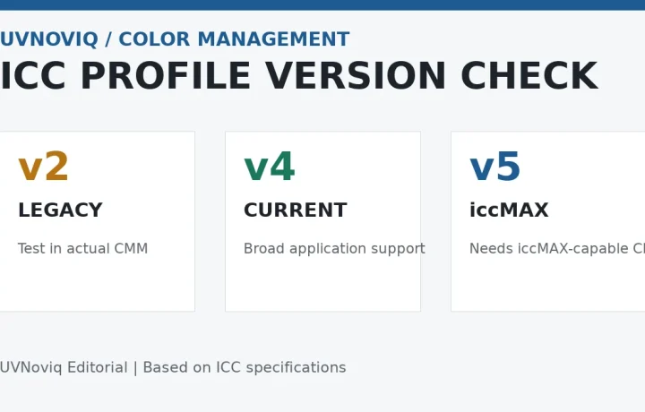 UV 打印 ICC v2、v4 与 iccMAX 配置文件版本兼容性事实卡