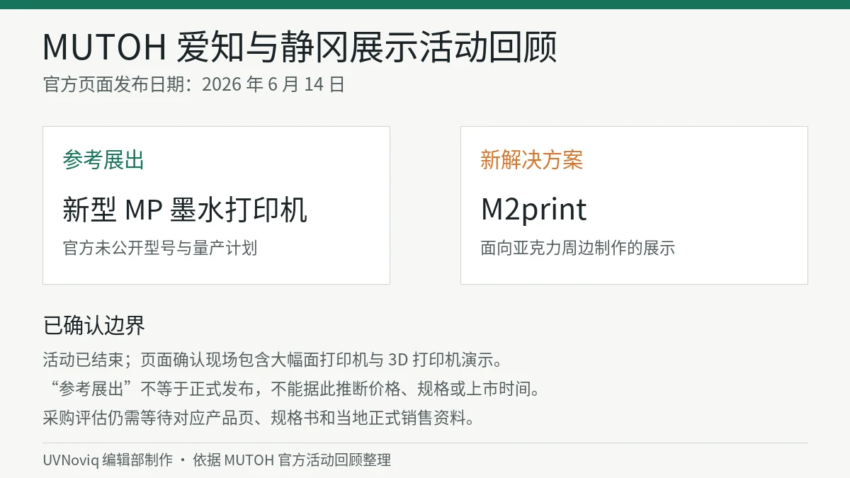 MUTOH 2026 爱知与静冈展示活动的参考展出项目与核验边界事实卡