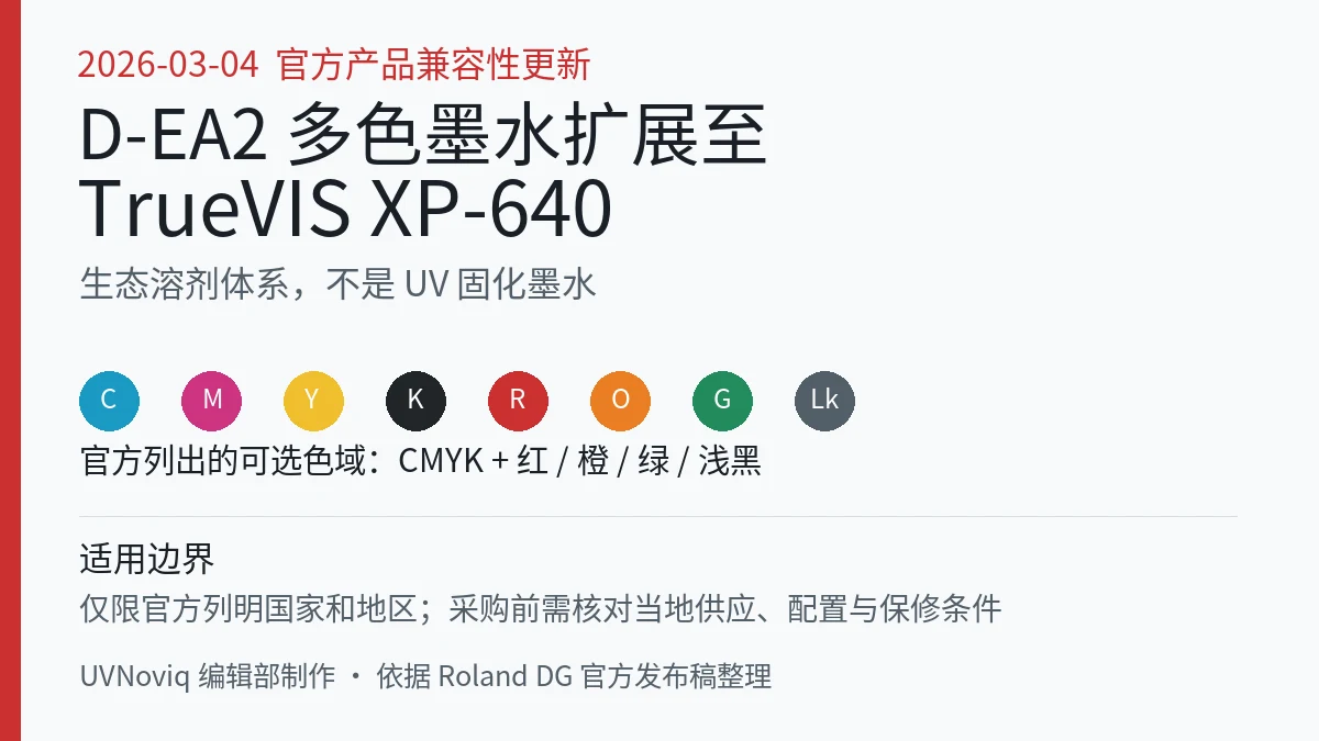 D-EA2 多色生态溶剂墨水扩展至 TrueVIS XP-640 的兼容性更新信息卡