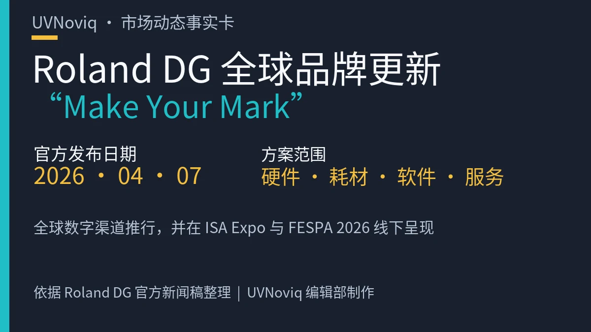 Roland DG 2026 年全球品牌更新 Make Your Mark 关键事实卡