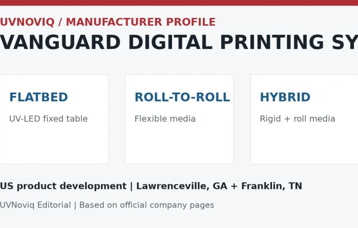 Vanguard Digital Printing Systems 美国运营地点和 UV-LED 打印机产品范围